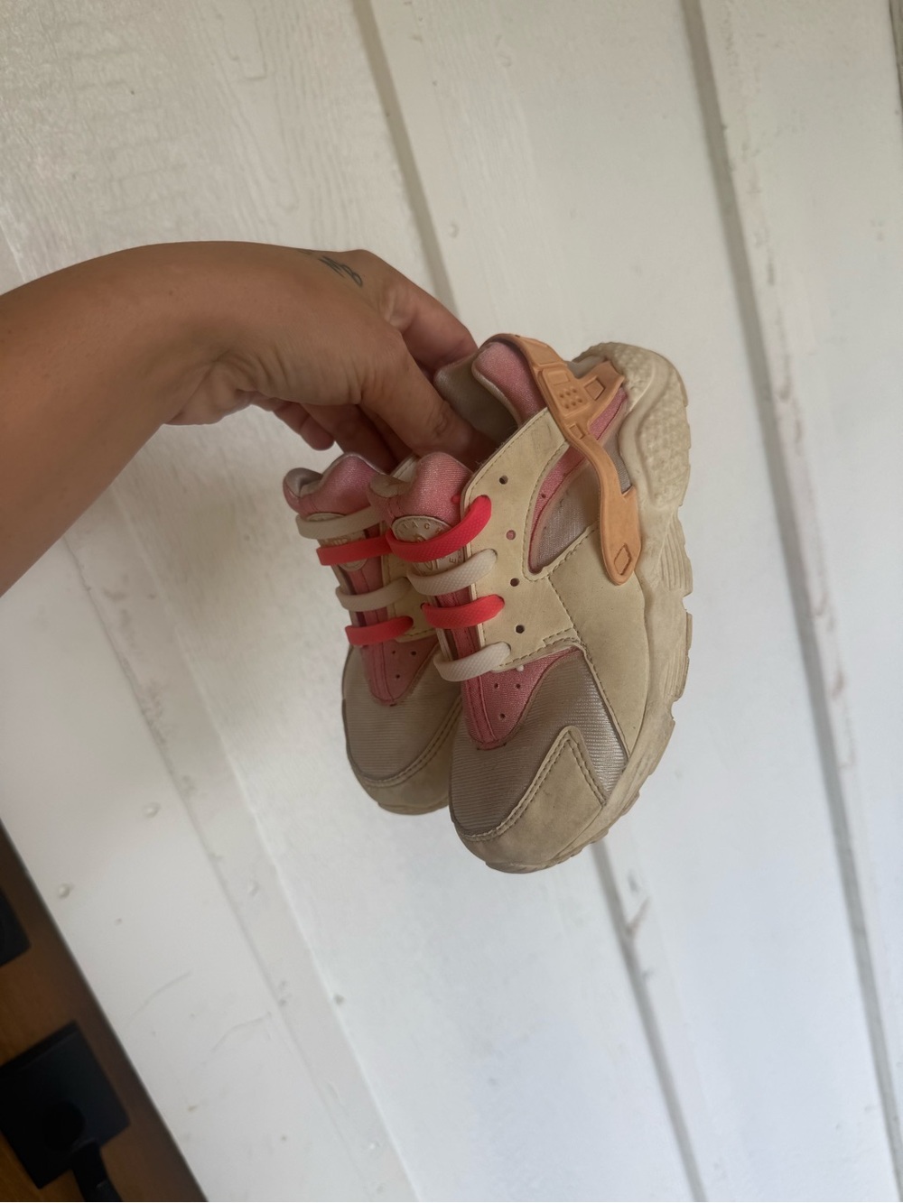 Nike Kids Pink and Cream Velcro Sneakers - Picture 2 of 5